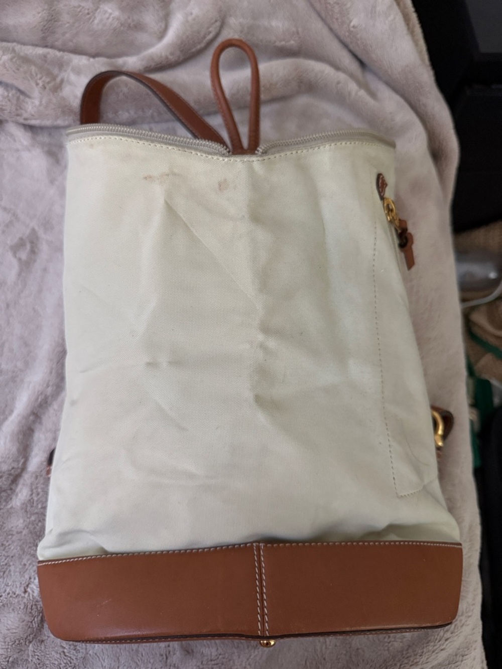 LOEWE Anton canvas and leather backpack Beige× Brown